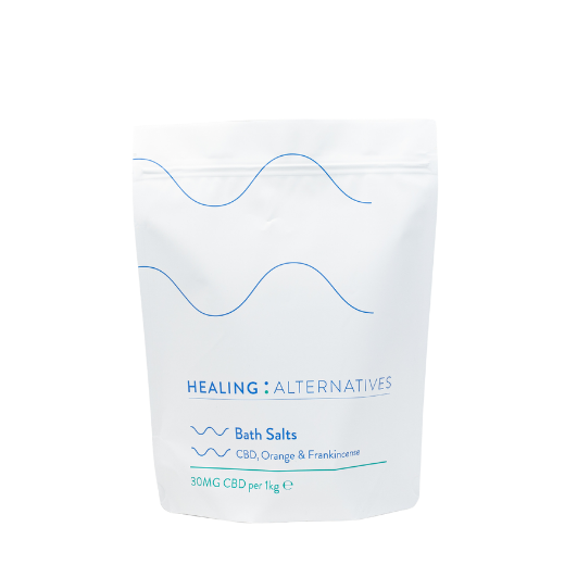 Healing Alternatives | Bath Salts - Dead Sea Salts naturally rich with Magnesium and blended with CBD, Orange and Frankincense essential oils. To naturally energise. | Menopause Friendly