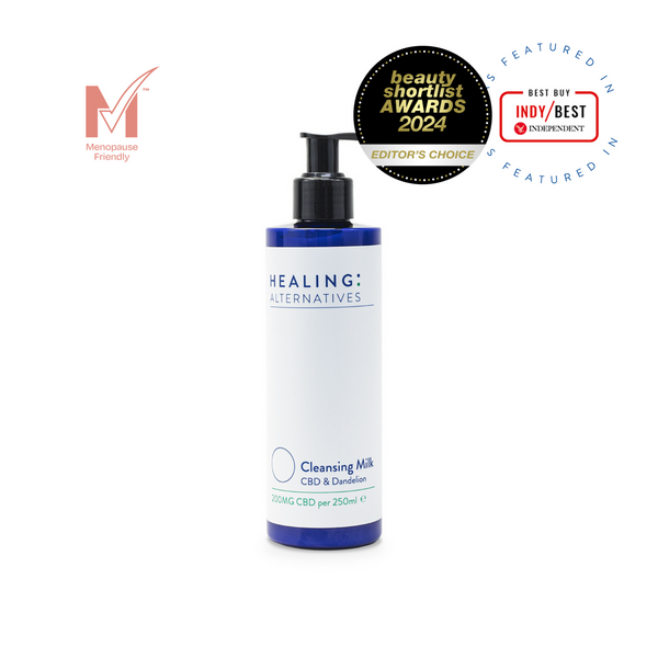 Healing Alternatives | Cleansing Milk - the perfect all round face cleanser with soothing properties of Dandelion and natural calming and soothing properties from CBD. Suitable for all skin types. 