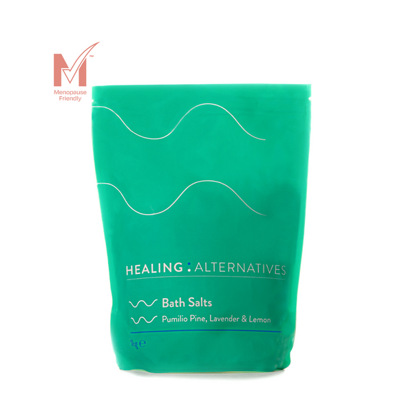 Healing Alternatives | Bath Salts - Dead Sea Salts naturally rich with Magnesium and blended with Pumilio Pine, lavender and lemon essential oils. To naturally help clear brain fog associated with menopause. | Menopause Friendly