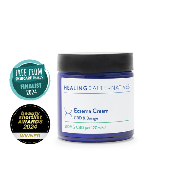Healing Alternatives | Eczema Cream with CBD and Borage to soothe itchy skin and reduce inflammation caused by Eczema. 