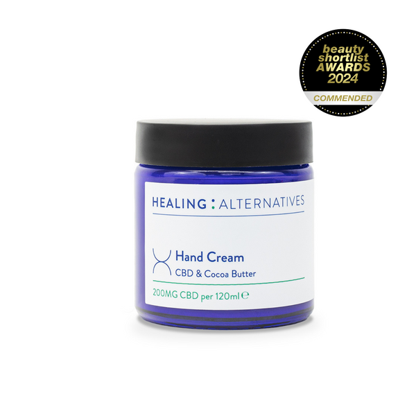 Healing Alternatives | Hand Cream with CBD and Cocoa Butter to deeply moisturise hands to leave them soft and nourished
