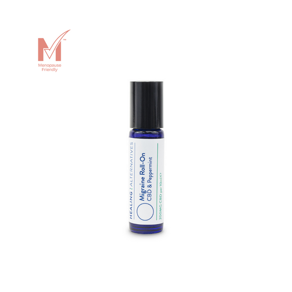 Healing Alternatives | Migraine Roll-On with CBD and Peppermint oil to soothe and relieve migraine pain naturally - Great for menopause relief