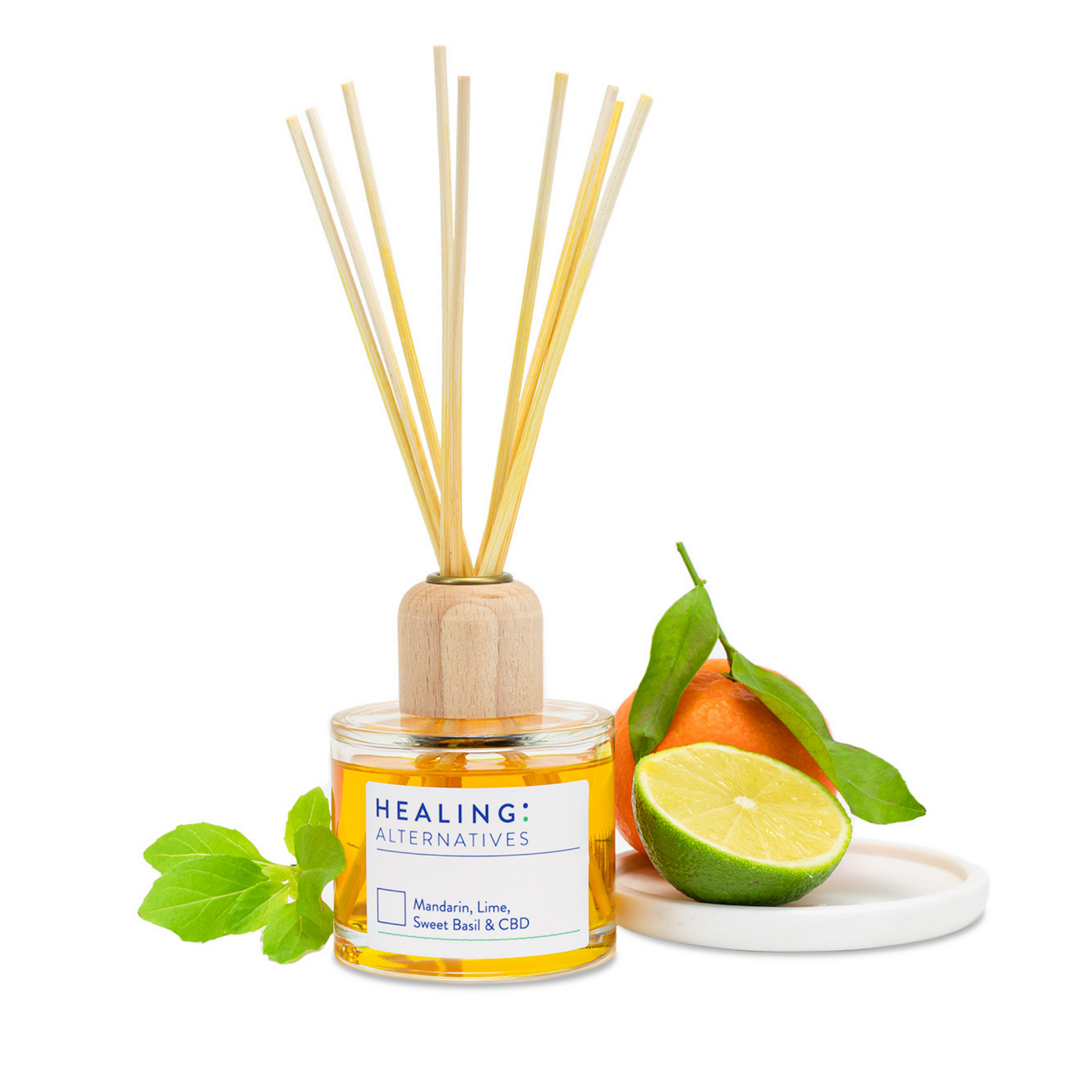 CBD Reed Diffuser. Mandarin, Lime & Sweet Basil. 100ml. – Healing