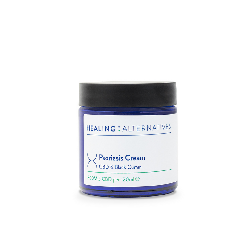 Healing Alternatives | Psoriasis Cream with CBD and Black Cumin to soothe itchy skin and reduce inflammation. 